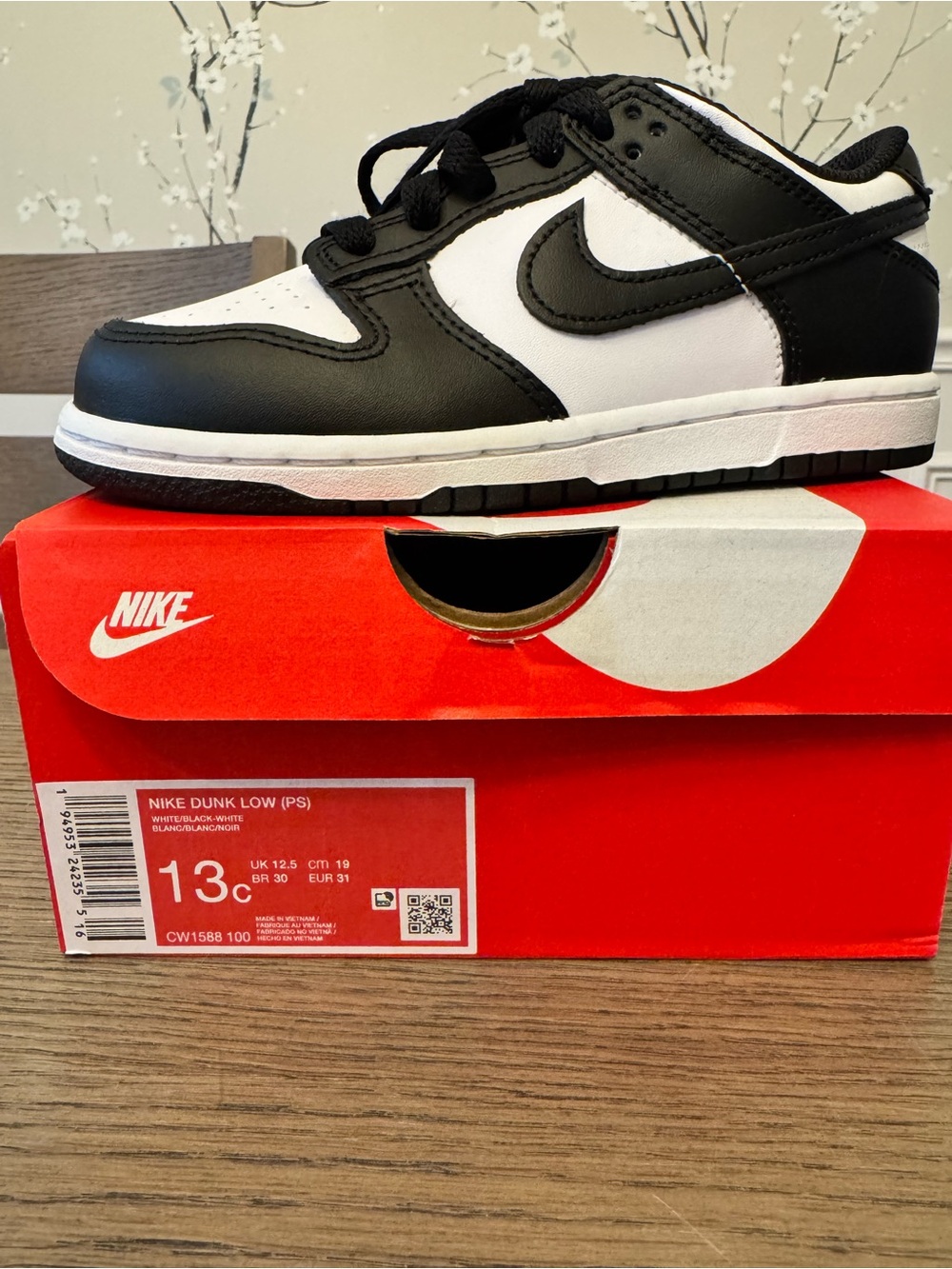 Nike Kids Dunk Low in Black and White